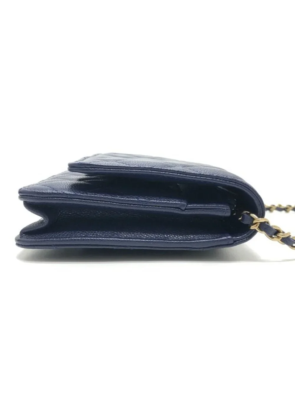 Chanel Shoulder Bag CC Logo Classic Caviar Leather Blue